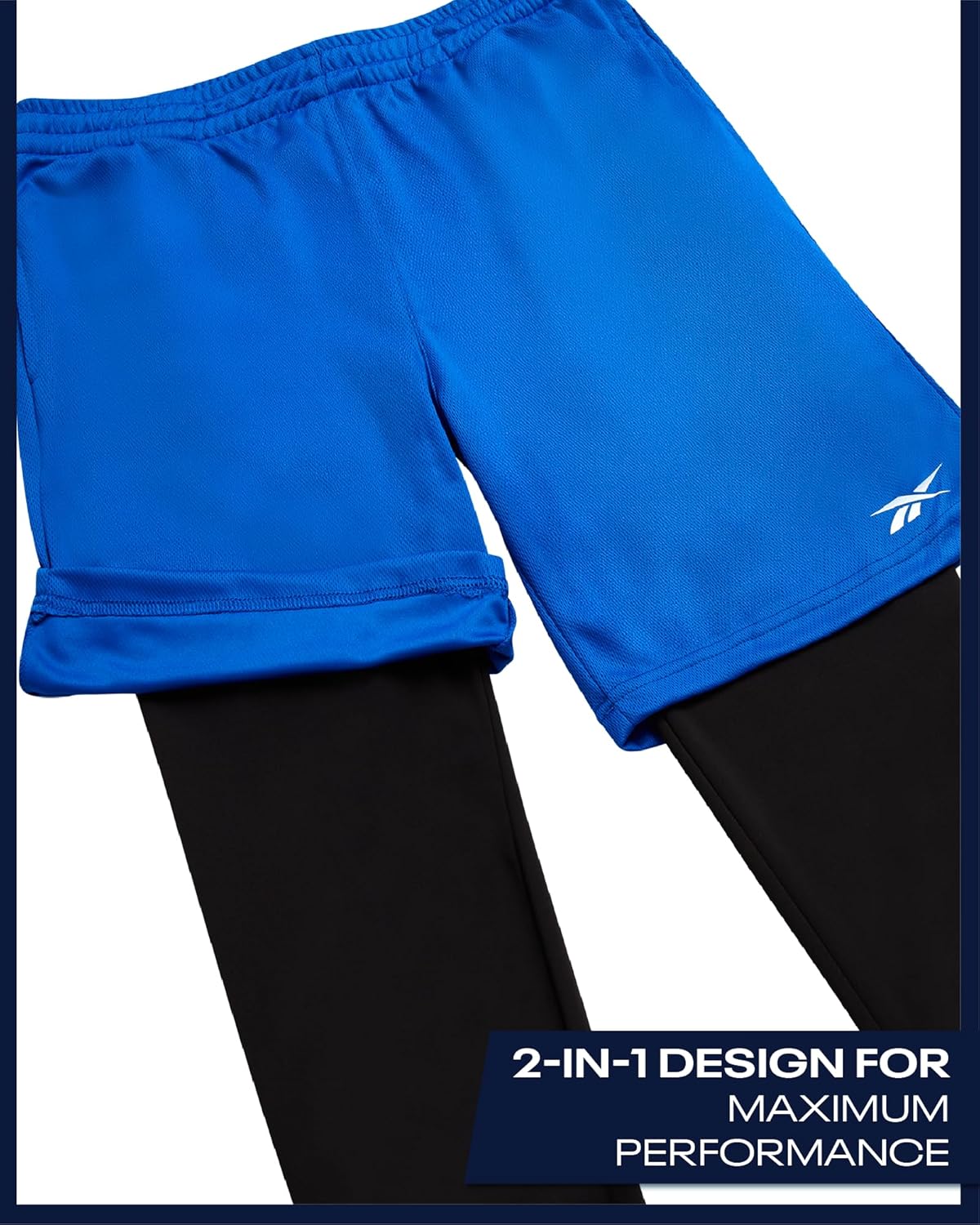 Reebok Boys Basketball Shorts with Leggings - 2-in-1 Boys Athletic Shorts with Inner Compression Pants, Drawstring & Pockets - Image 4
