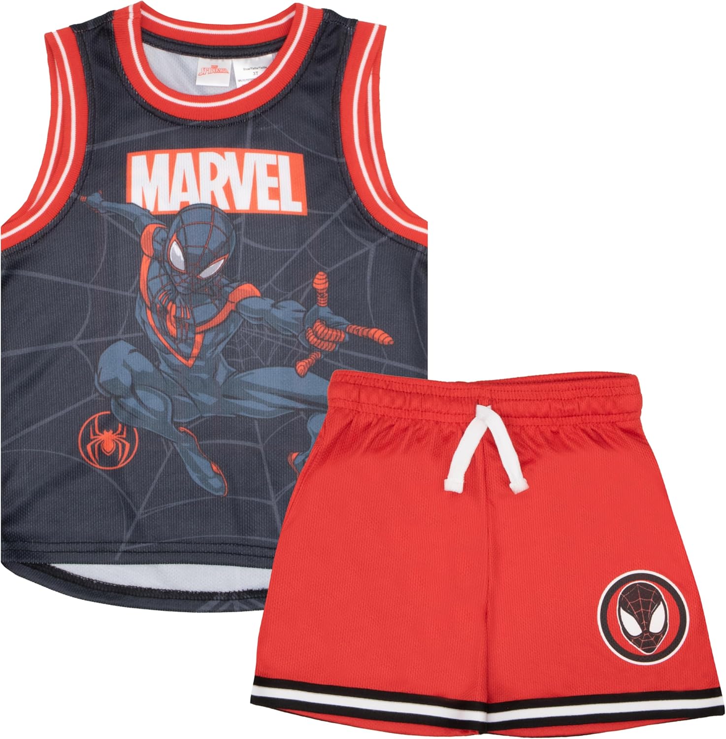 Marvel Avengers, Spider-Man Boys Basketball Jersey & Shorts Matching Set, 2-Piece Superhero Sports Outfit for Kids - Image 7