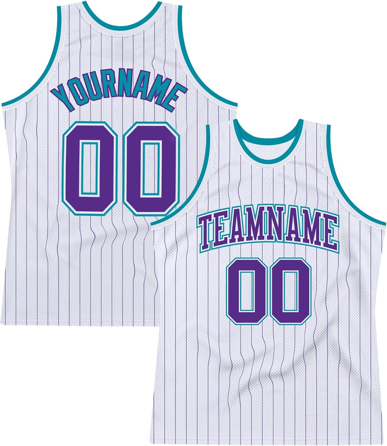 Custom Name Team Name Number White Teal Pinstripe Black Authentic Basketball Jersey, Personalized Basketball Jersey - Image 24