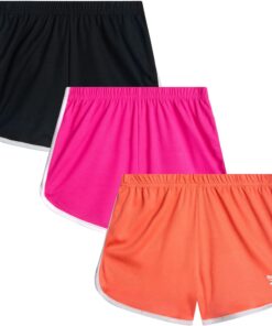 Reebok Girls Athletic Shorts - 3 Pack Active Performance Lightweight Mesh Dolphin Girls Shorts for Running Soccer Gym (7-12)