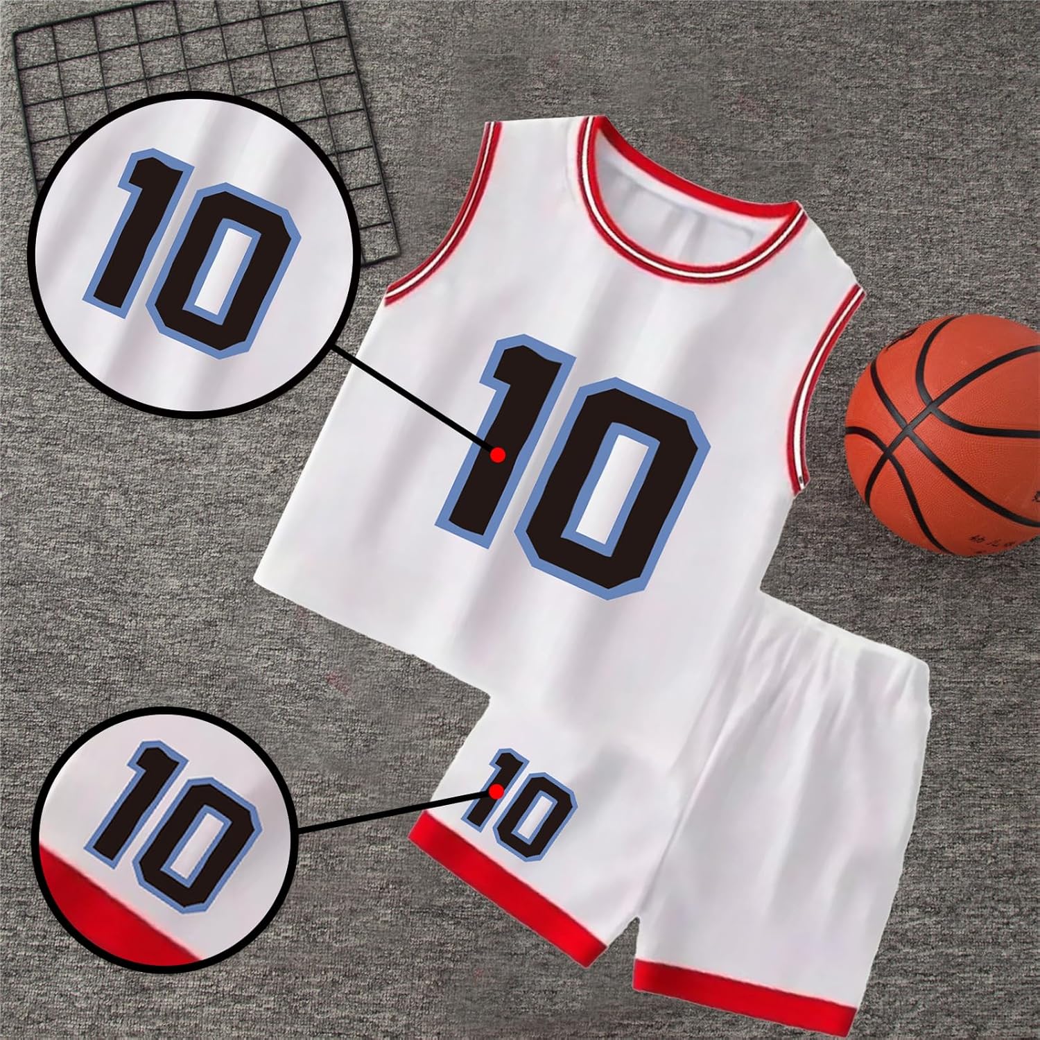 Kids Basketball Jerseys #10 Athletic Scrimmage Tank Top Shorts Sport Sets for 5-12 Years Girls and Boys - Image 4