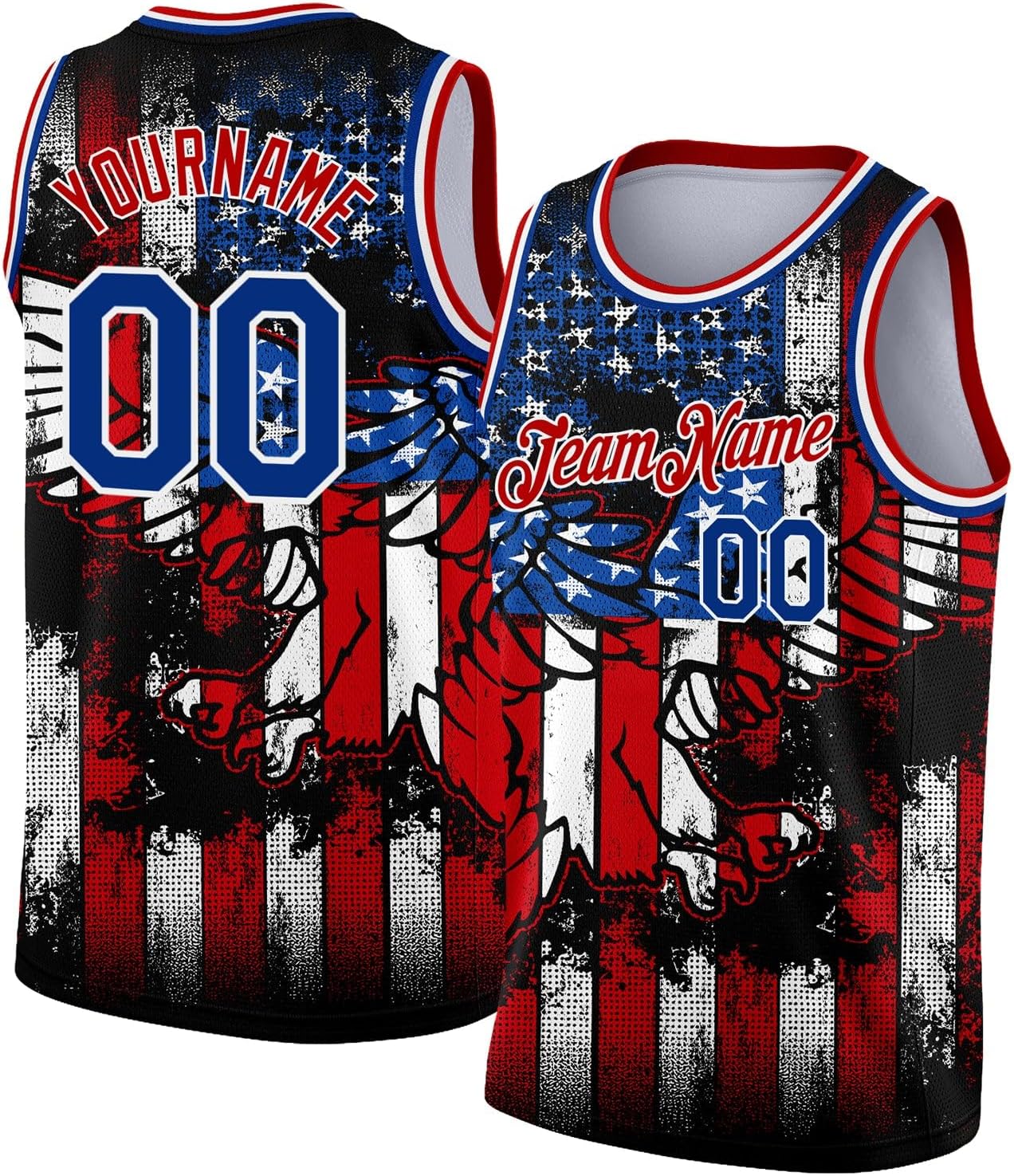 Custom Navy Vintage USA Flag-Cream Throwback Basketball Jersey - Image 12