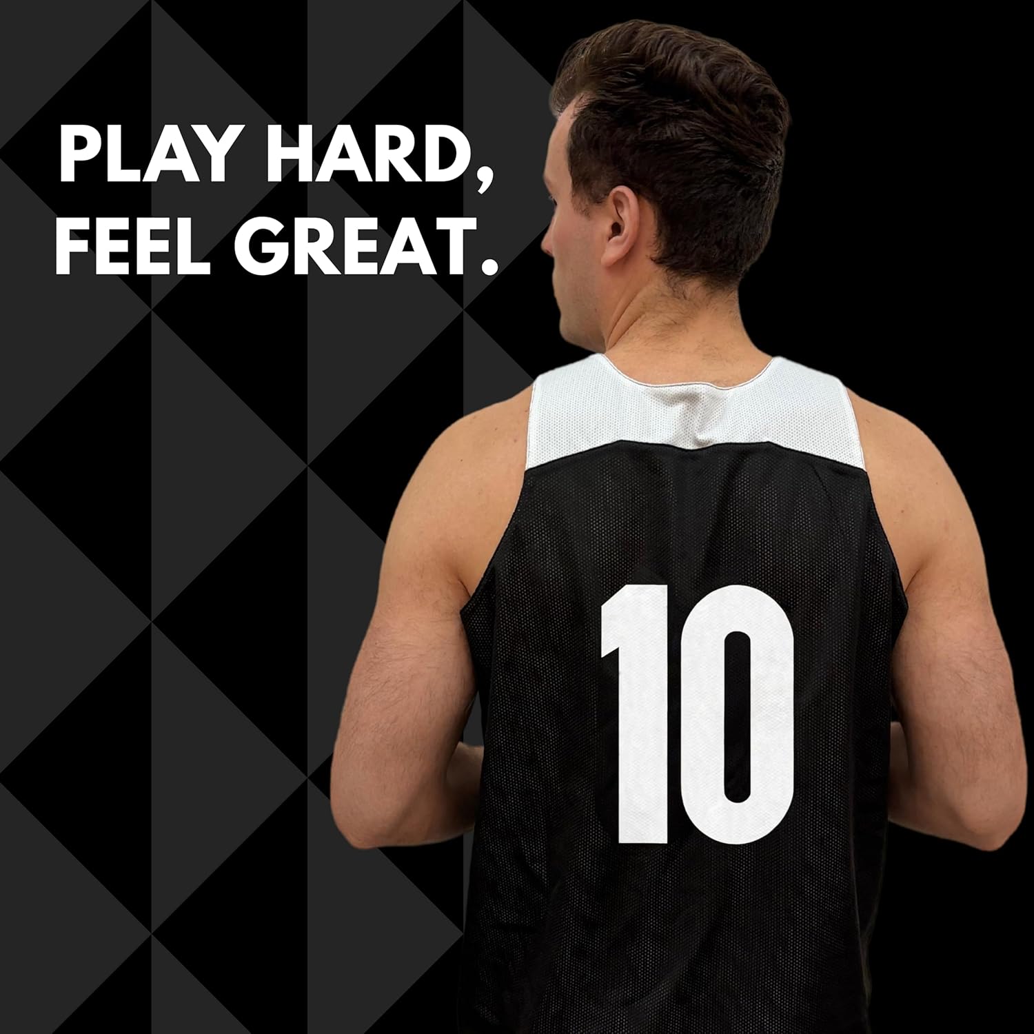 Reversible Basketball Jersey for Men with Number | Individual Jersey for Games or Scrimmage | Black/White - Image 5
