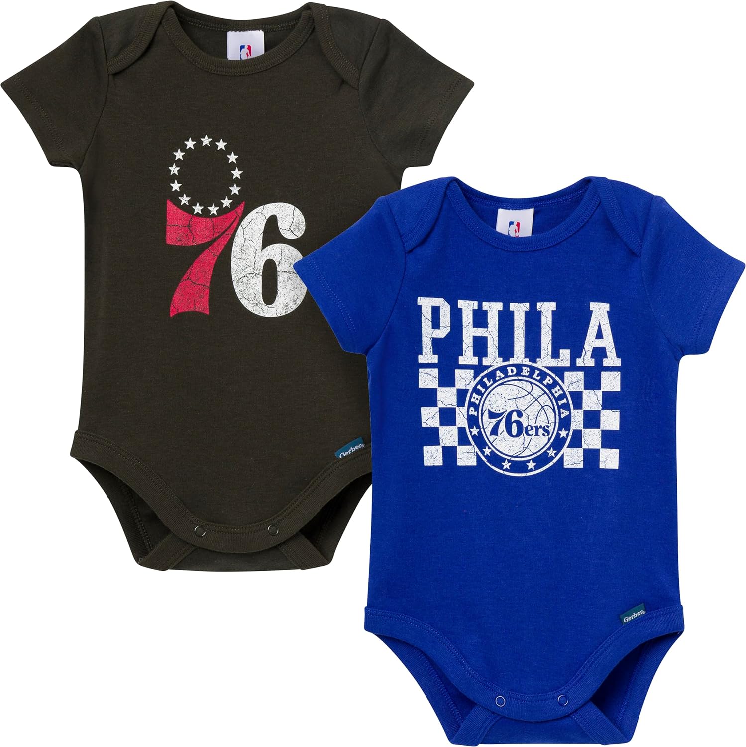 Gerber unisex-baby Nba Team 2 Pack Short Sleeve Onesie Bodysuits - Image 25