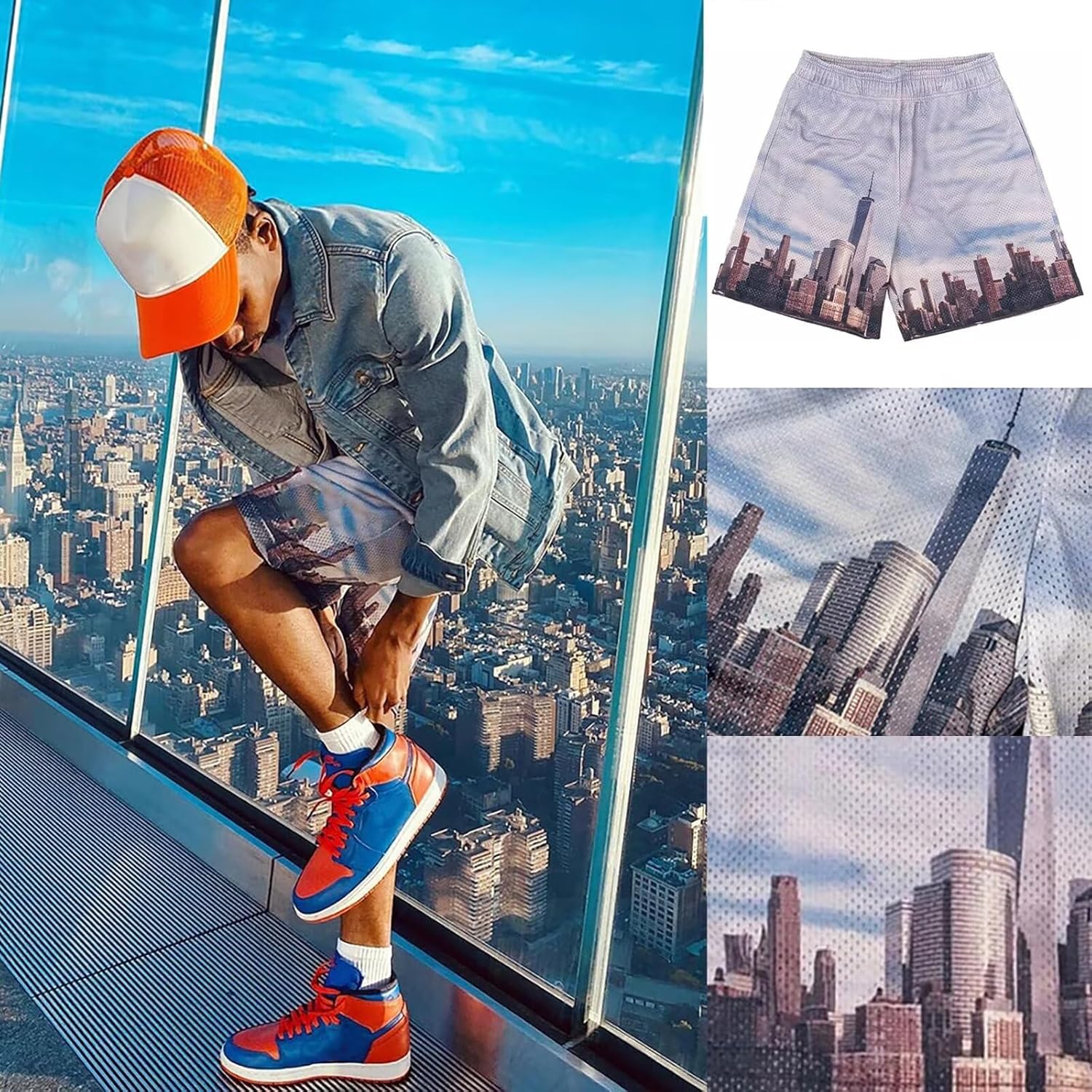 Men’s Mesh Basketball Shorts Breathable Athletic Shorts Stylish Graphic Print Quick-Dry Drawstring Casual Gym - Image 2