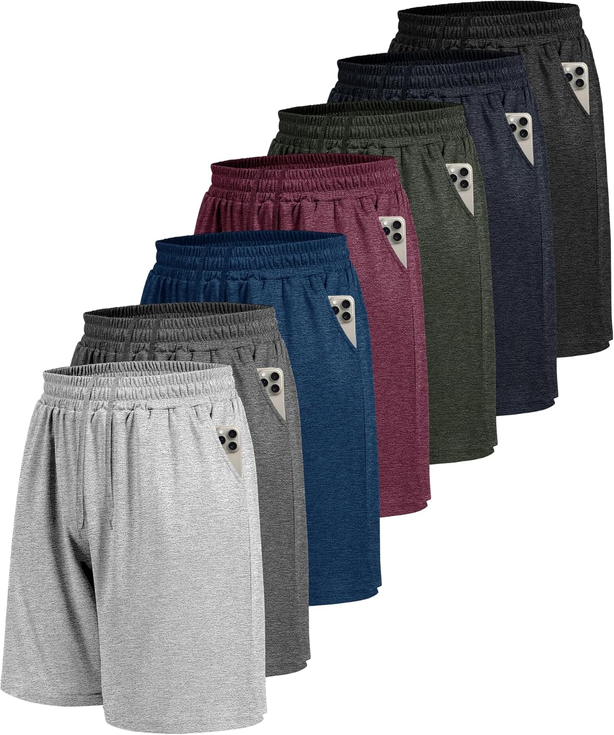 7 Pack Mens Athletic Shorts - Gym Basketball Running Workout Quick Dry Black Shorts with Pockets for Casual Performance - Image 7