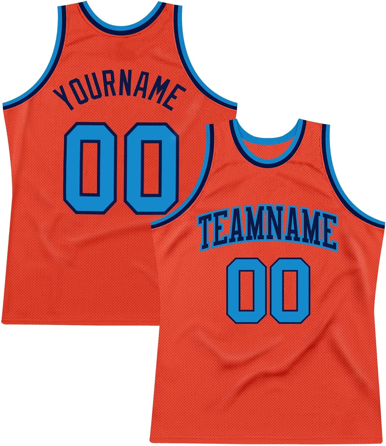 Custom Name Team Name Number Orange Blue-Navy Authentic Throwback Basketball Jersey, Personalized Uniform Basketball Shirt - Image 7