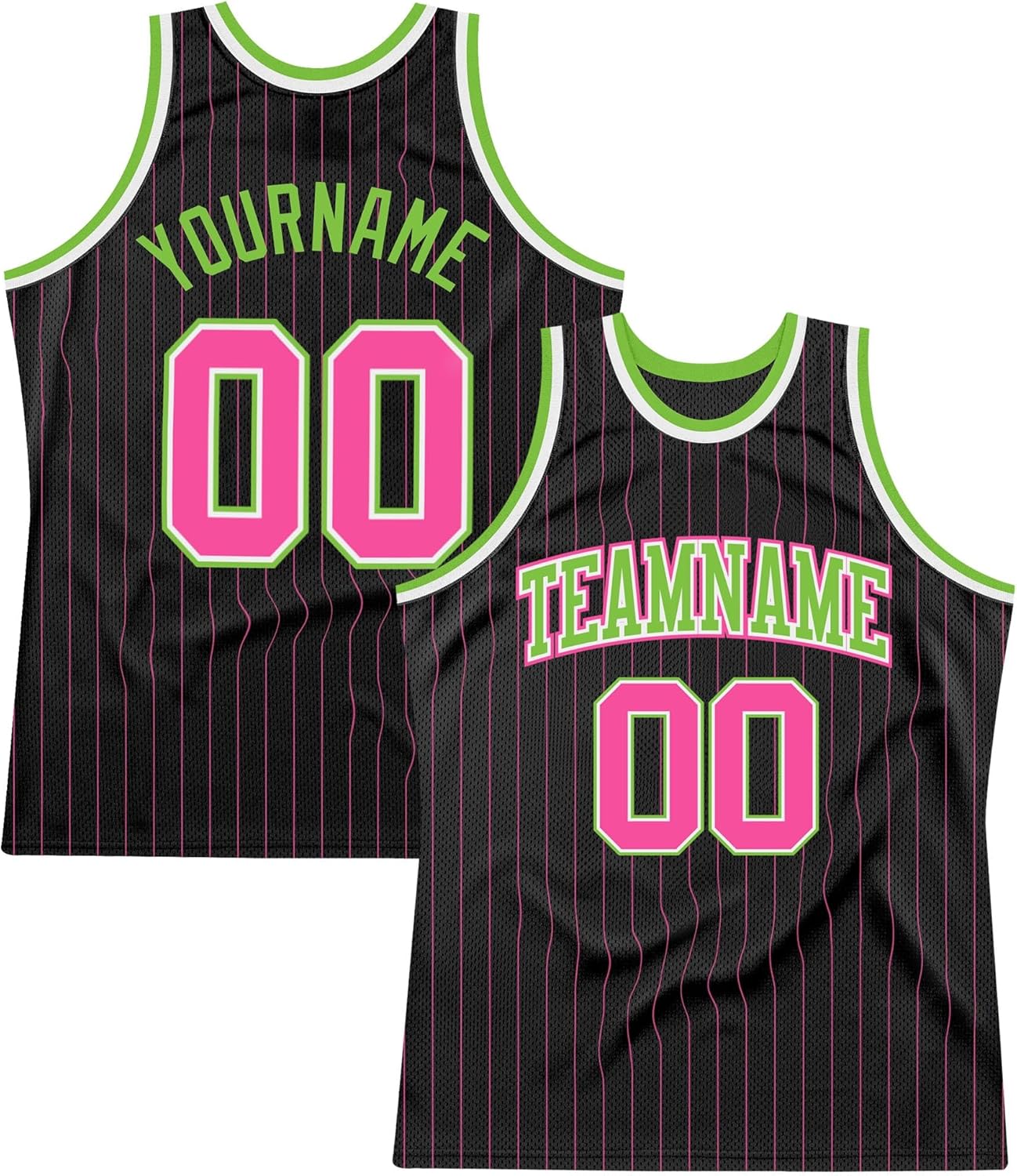 Custom Name Team Name Number Black Orange Pinstripe Green Authentic Basketball Jersey, Personalized Basketball Jersey - Image 12