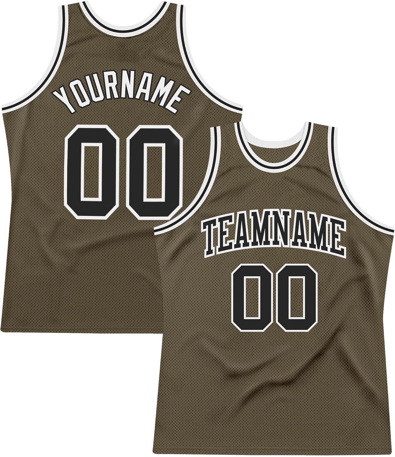 Custom Name Team Name Number Olive Black-White Authentic Salute 2 Service Basketball Jersey, Personalized Basketball Jersey - Image 7