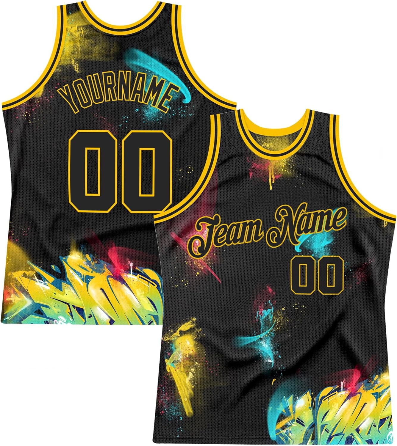 Custom Name Team Name Number Black Gold-Red Round Neck Rib-Knit Basketball Jersey, Personalized Uniform Basketball Shirt - Image 9