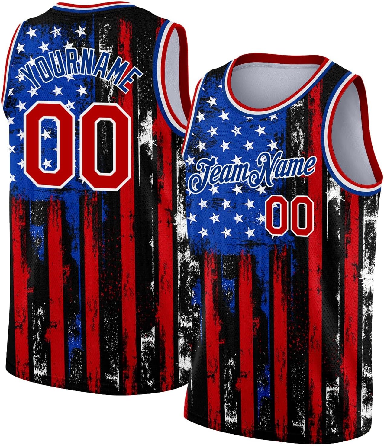 Custom Navy Vintage USA Flag-Cream Throwback Basketball Jersey - Image 14