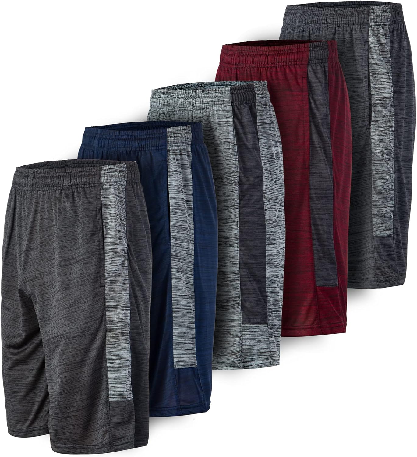 5 Pack: Men's Dry-Fit Sweat Resistant Active Athletic Performance Shorts - Image 11