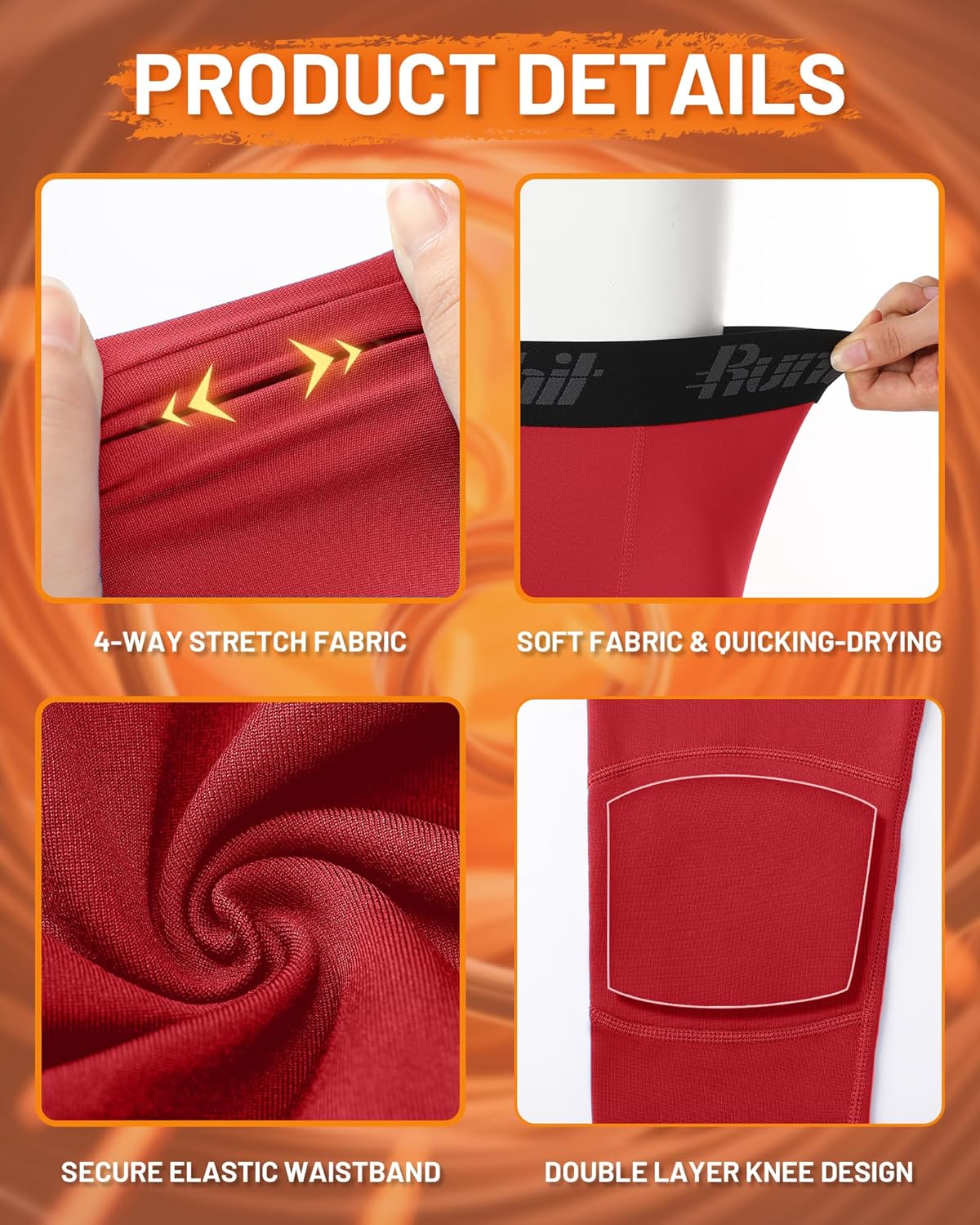 Runhit Boys Compression Leggings Fleece Lined - Youth Sports Tights Kids Thermal Base Layer Pants Cold Weather Gear - Image 5