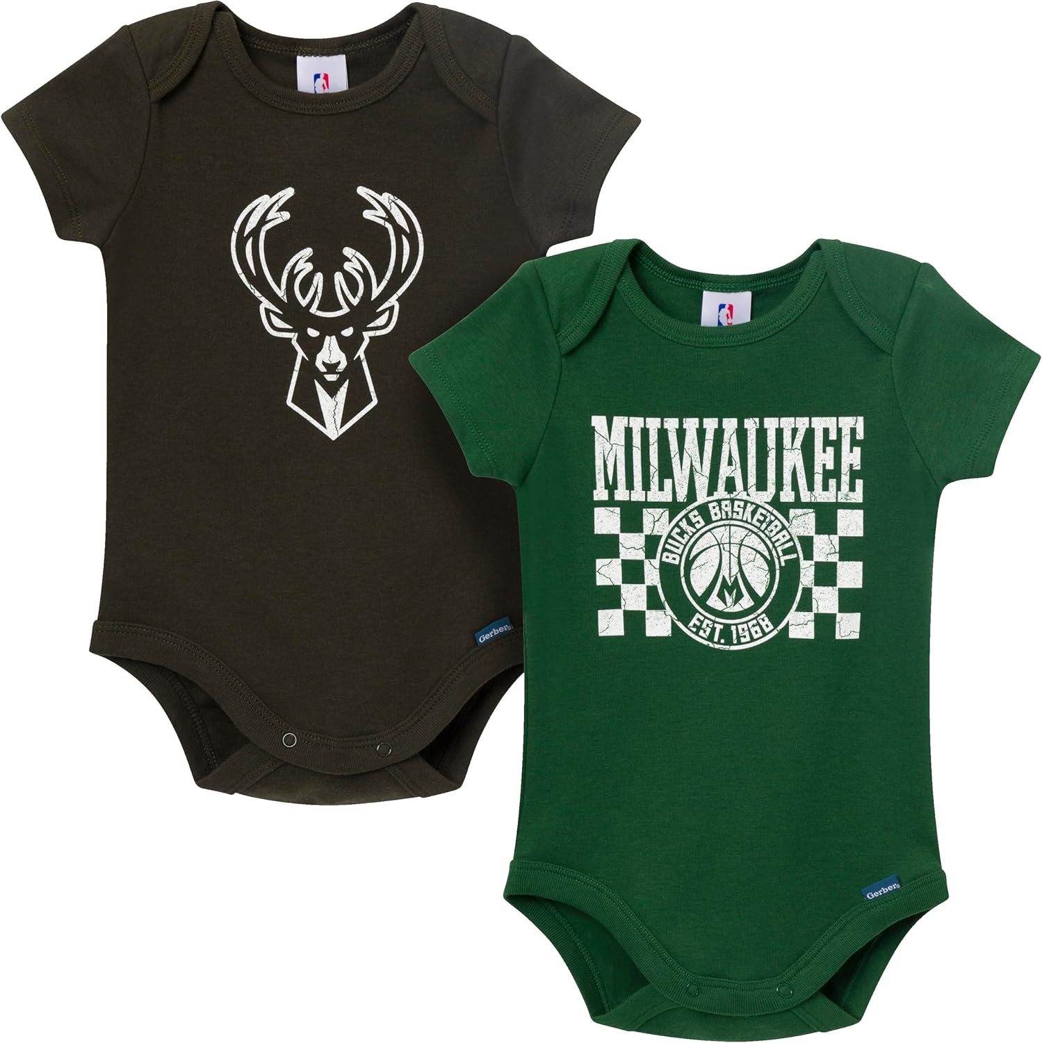 Gerber unisex-baby Nba Team 2 Pack Short Sleeve Onesie Bodysuits - Image 20