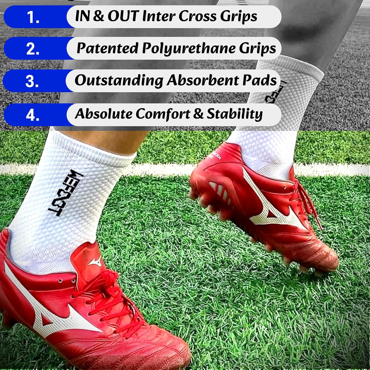 WE FOOT Dual Grip PLUS Crew Sports Socks Anti-Slip Socks for Men Women Soccer Football Futsal Basketball Tennis - Image 3