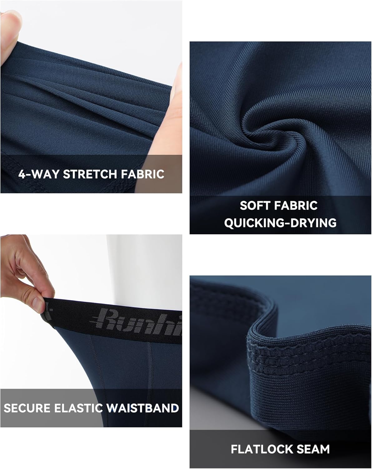 Runhit Boys Compression Pants 3/4 - Youth Athletic Leggings Capris Tights Sports Base Layer for Basketball Football Baseball - Image 4