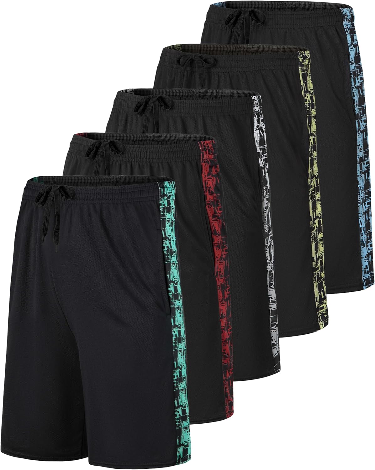 Real Essentials 5 Pack: Men’s 9" Mesh Shorts – Athletic Gym, Workout, Basketball, Running, Casual Lounge Activewear Pockets - Image 20