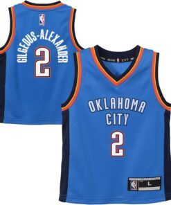 Shai Gilgeous-Alexander Oklahoma City Thunder NBA Boys Kids 4-7 Blue Icon Edition Player Jersey…