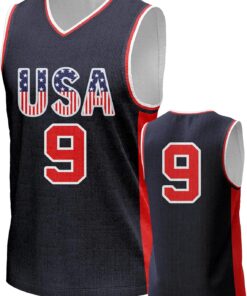 Men's USA Basketball Jersey White Black Tank Number America Flag Basketball Uniform Red White Blue Top for Sports Training