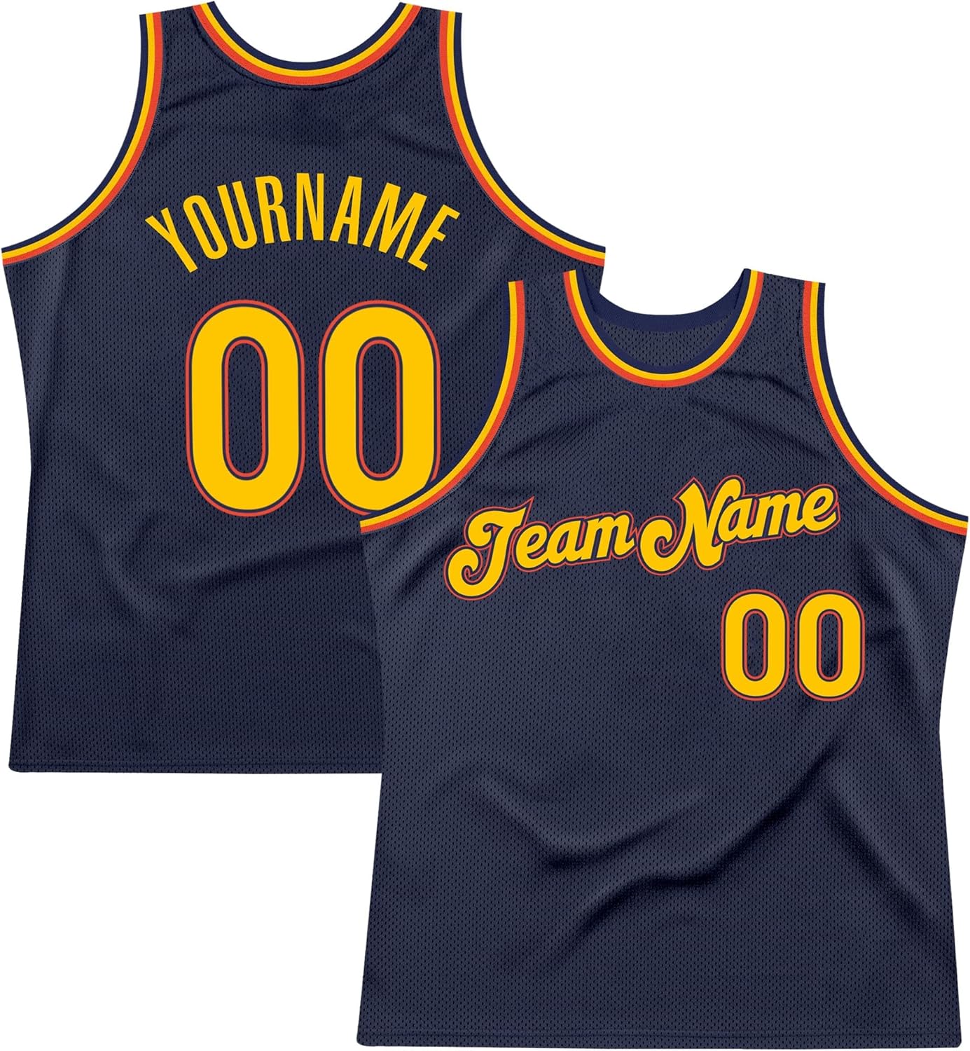 Custom Name Team Name Number Red Gold-White Authentic Throwback Basketball Jersey, Personalized Uniform Basketball Shirt - Image 17