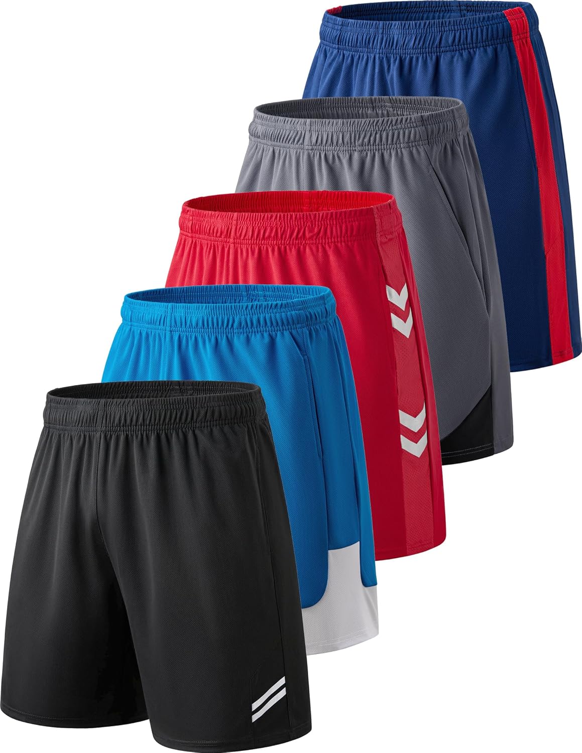 Liberty Imports 5 Pack Men's Quick Dry Athletic Basketball Shorts 9" Inseam with Pockets, Activewear for Workout Gym Running - Image 7