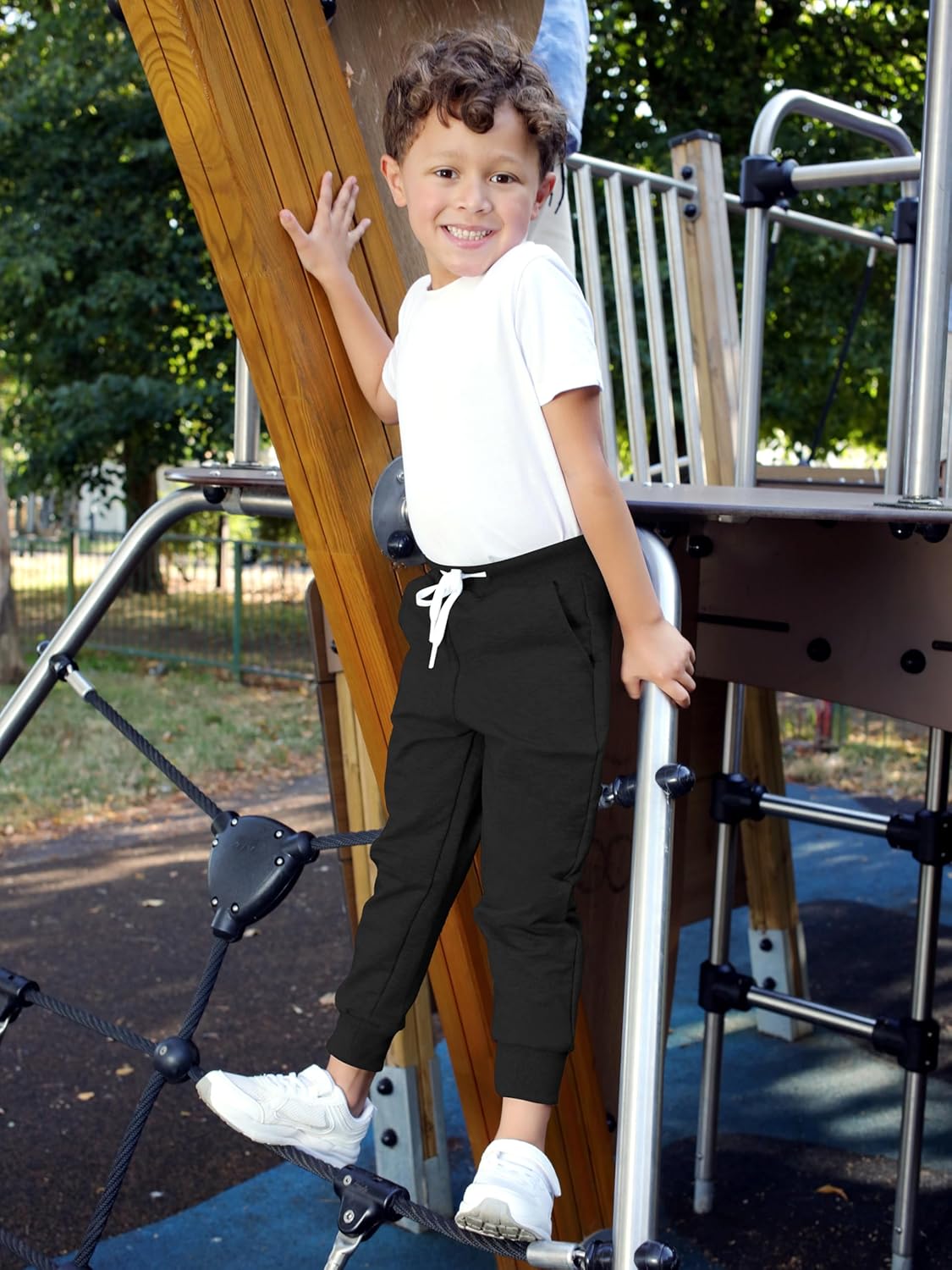 Resinta 3 Pack Toddler Boy Sweatpants Cotton Boys Athletic Joggers Pants Kids Sweats Pants with Pocket Workout Clothes - Image 6