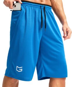 G Gradual Men's Long Basketball Shorts with Zipper Pocket 11'' Quick Dry Gym Shorts Lightweight Mesh Athletic Shorts for Men