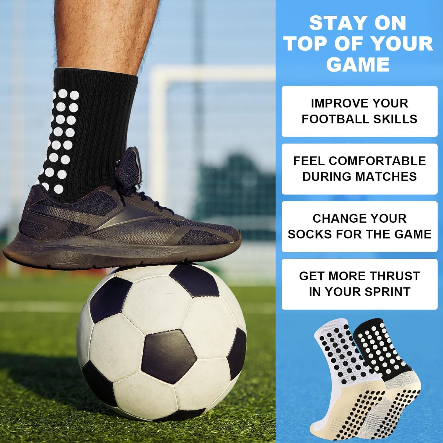 16 Pairs Grip Soccer Socks for Men Non Slip Sock with Anti Slip Grip Pads - Image 4