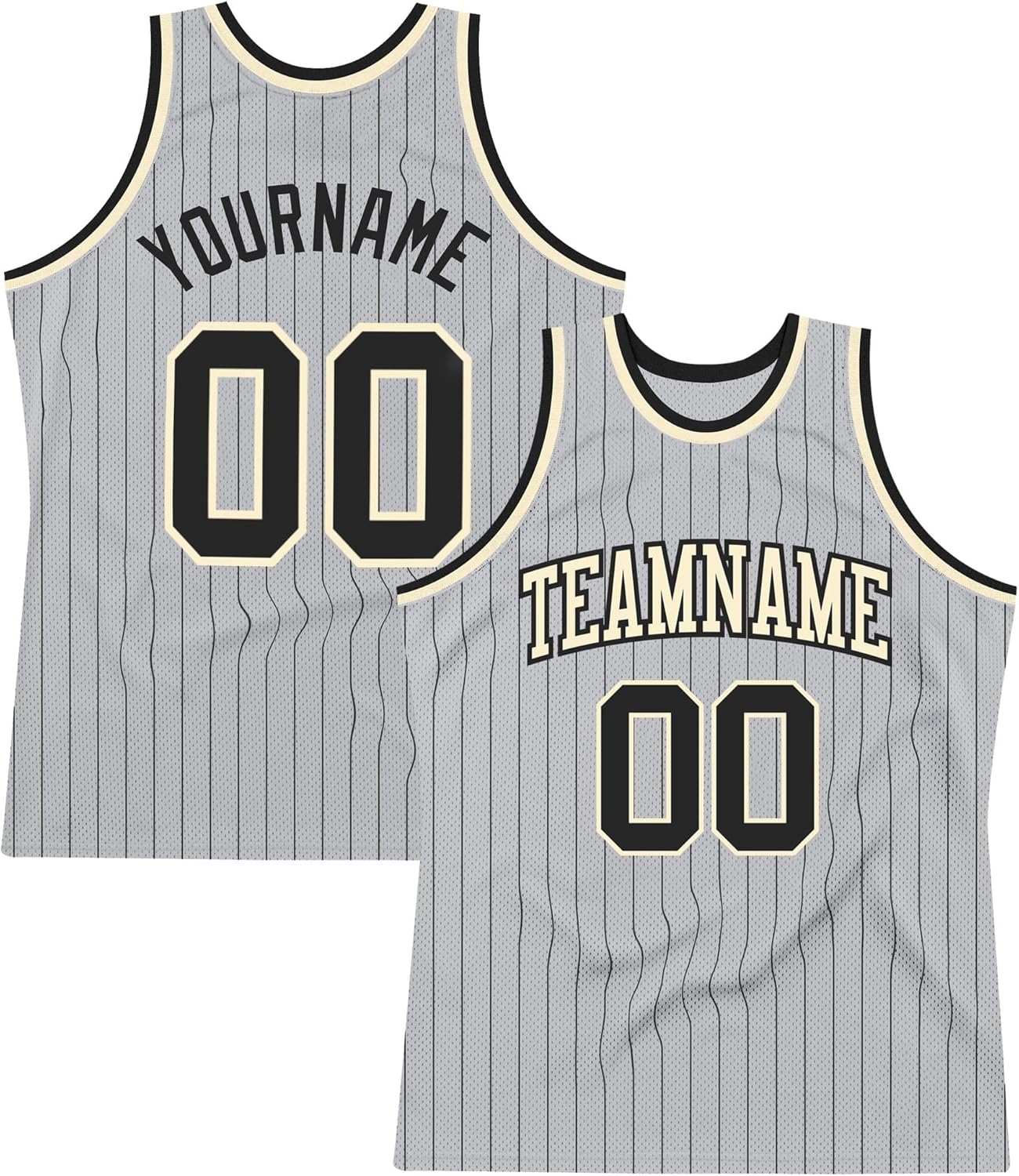 Custom Name Team Name Number Gray Black Pinstripe Orange Authentic Basketball Jersey, Personalized Uniform Basketball Shirt - Image 15