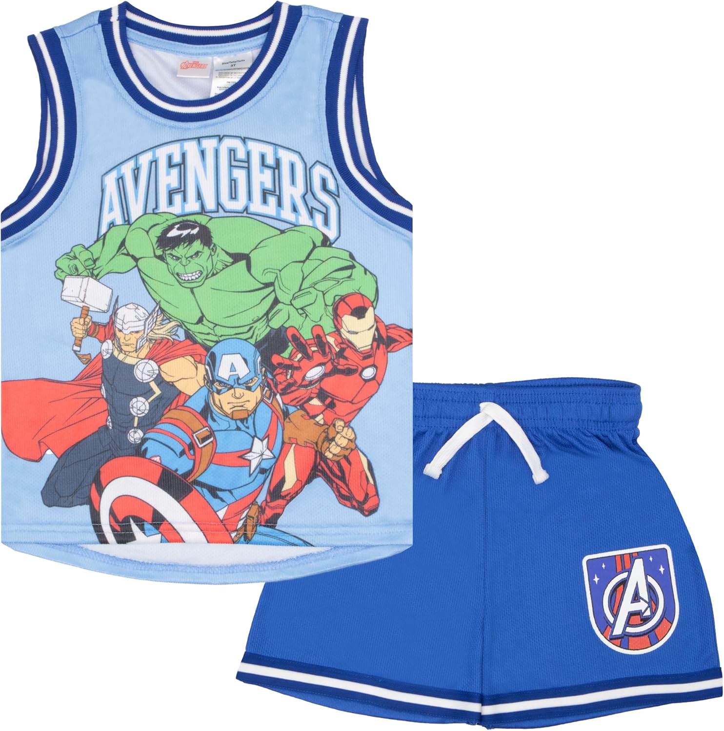 Marvel Avengers, Spider-Man Boys Basketball Jersey & Shorts Matching Set, 2-Piece Superhero Sports Outfit for Kids