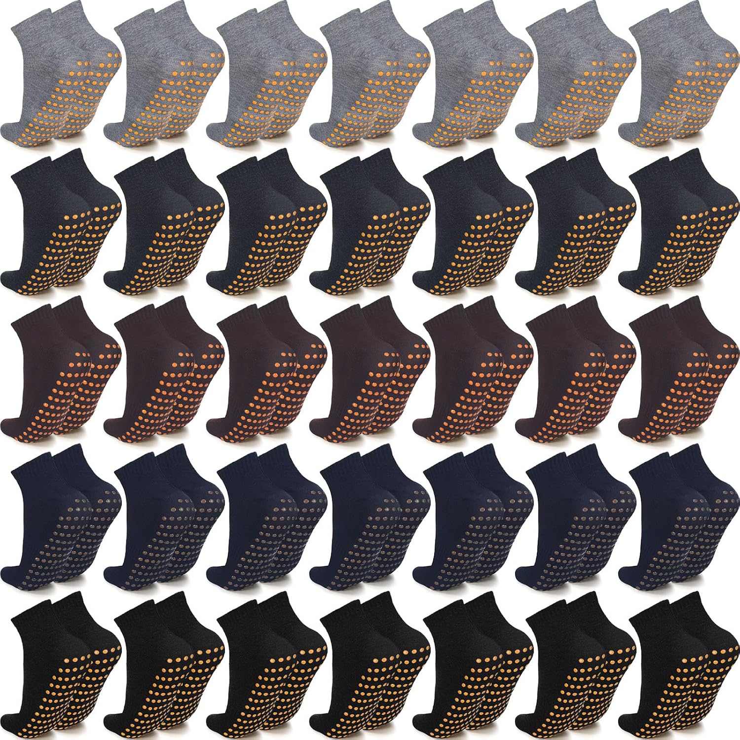Sureio 50 Pairs Non Slip Slipper Socks with Grips Men's Anti Skid Yoga Socks with Gripper Workout Pilates Hospital