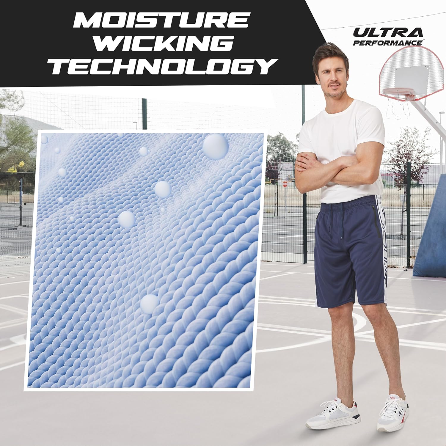 Ultra Performance Mens 5 Pack Athletic Running Shorts, Basketball Gym Workout Shorts for Men with Zippered Pockets - Image 4