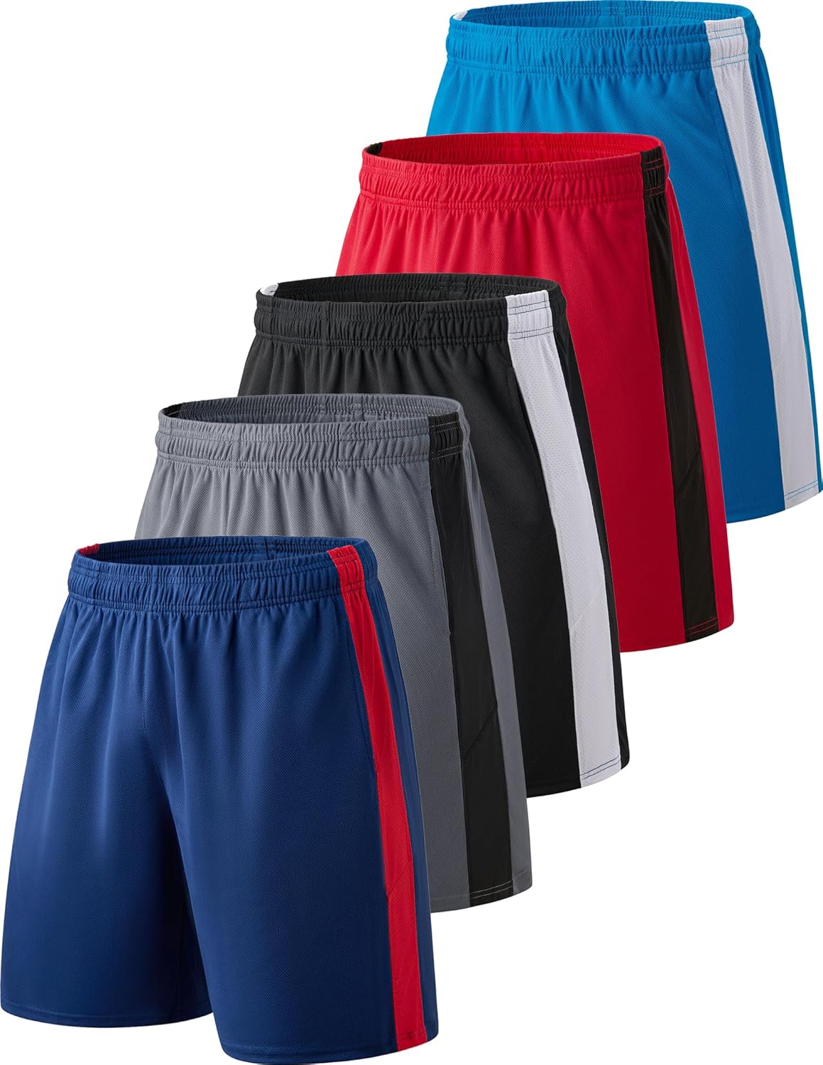 Liberty Imports 5 Pack Men's Quick Dry Athletic Basketball Shorts 9" Inseam with Pockets, Activewear for Workout Gym Running - Image 11
