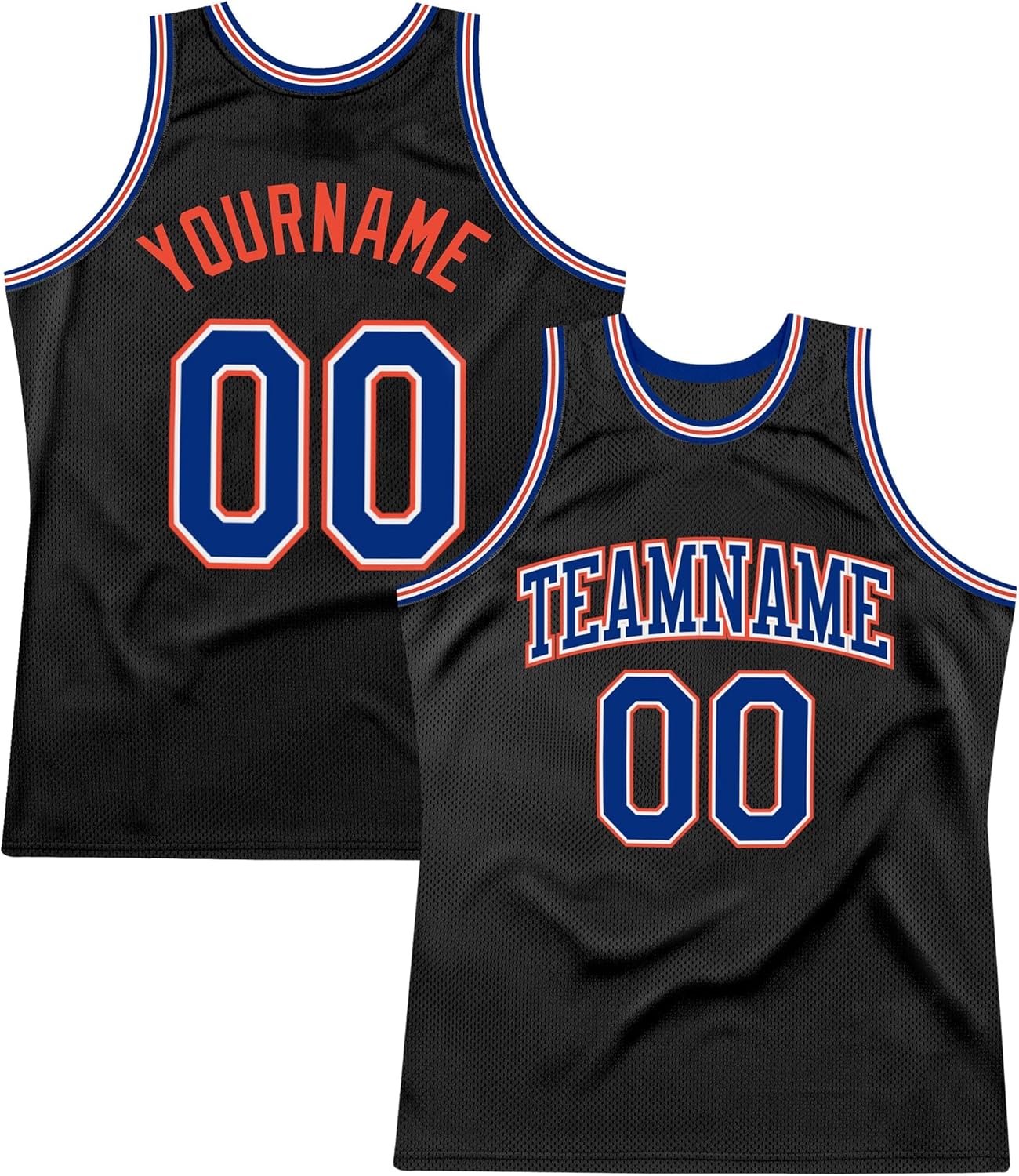 Custom Name Team Name Number Black Royal-Orange Authentic Throwback Basketball Jersey, Personalized Uniform Basketball Shirt - Image 7