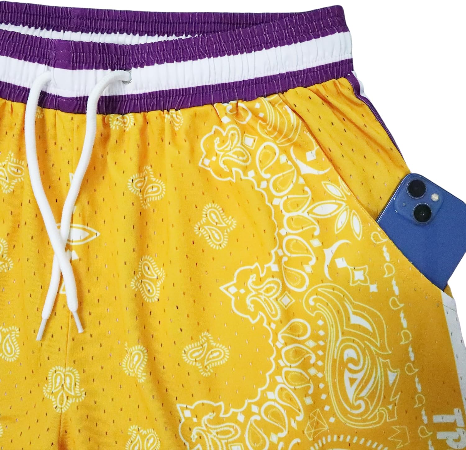 Mens Cool Graphic Sport Athletic Shorts Light Weight Mesh Workout Training Drawstring Basketball Shorts - Image 3