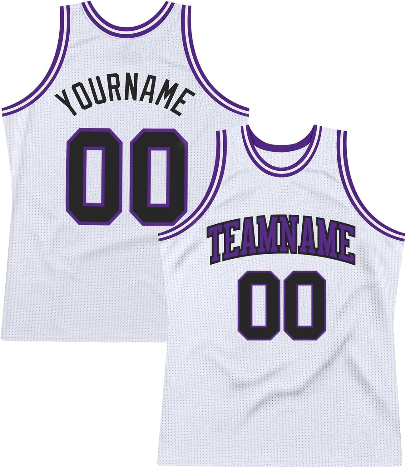 Custom Name Team Name Number White Black-Purple Authentic Throwback Basketball Jersey, Personalized Uniform Basketball Shirt - Image 7