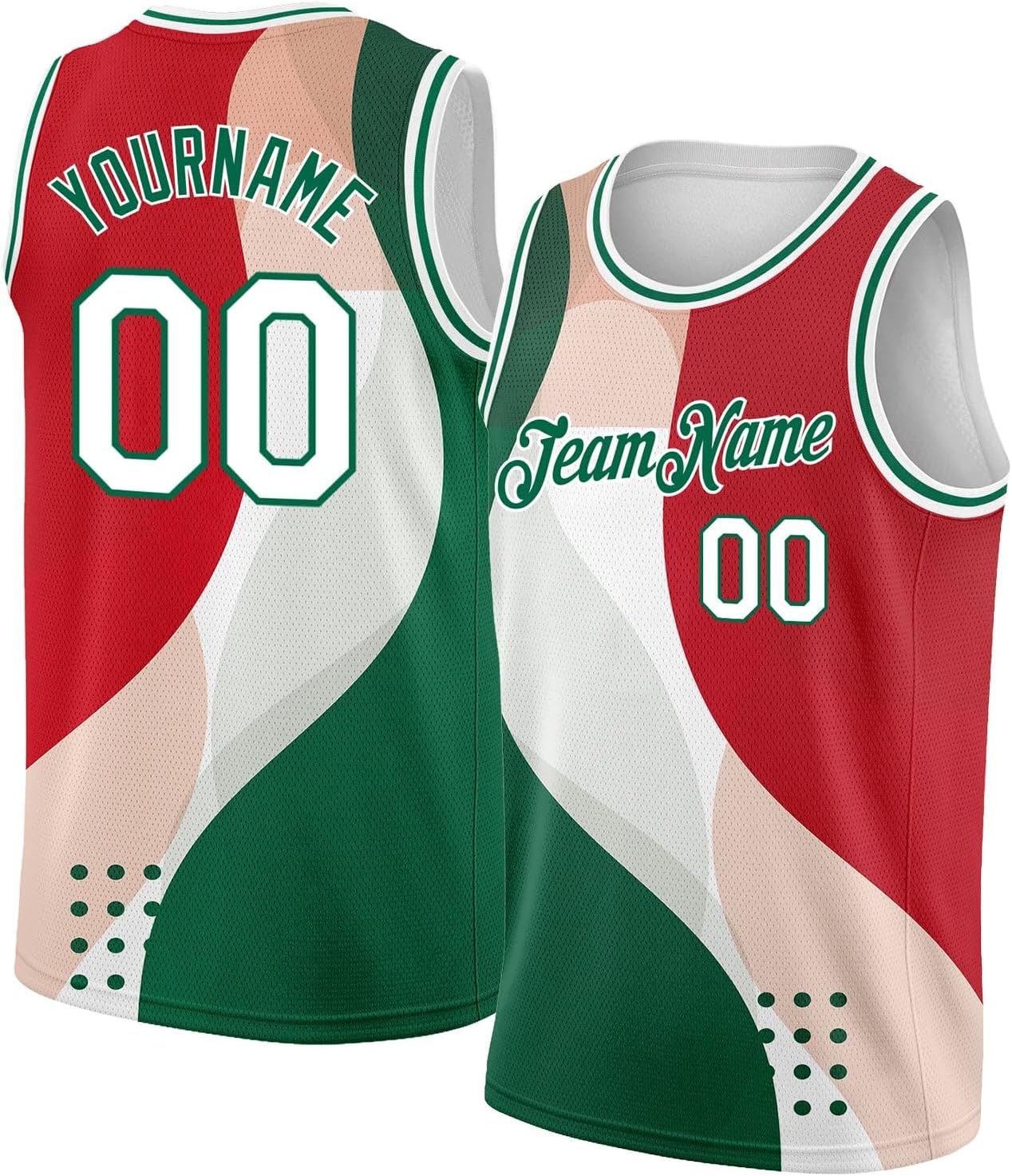 Custom Black Kelly Green-Red Throwback Basketball Jersey