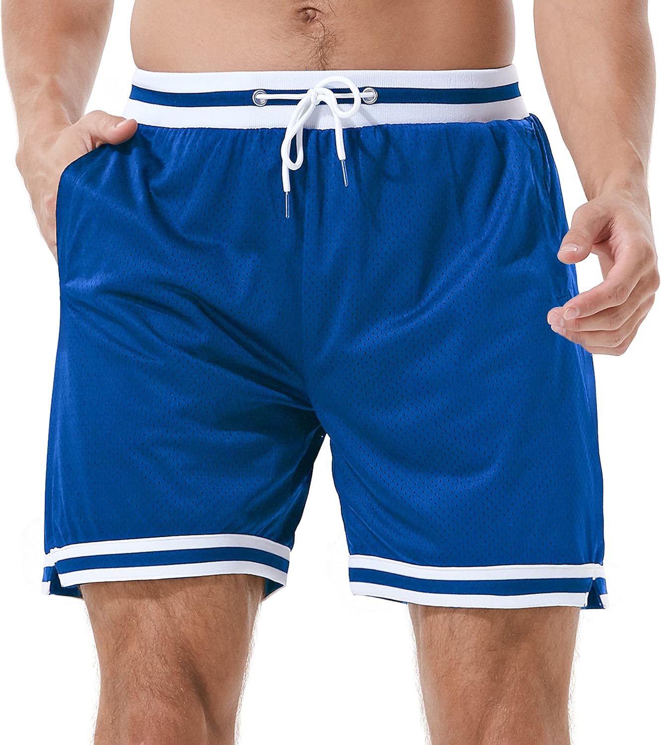 HEALONG Basketball Athletic Shorts Men - Mesh Gym Sports Workout Training Drawstring Retro Casual Fashion Short with Pockets - Image 8