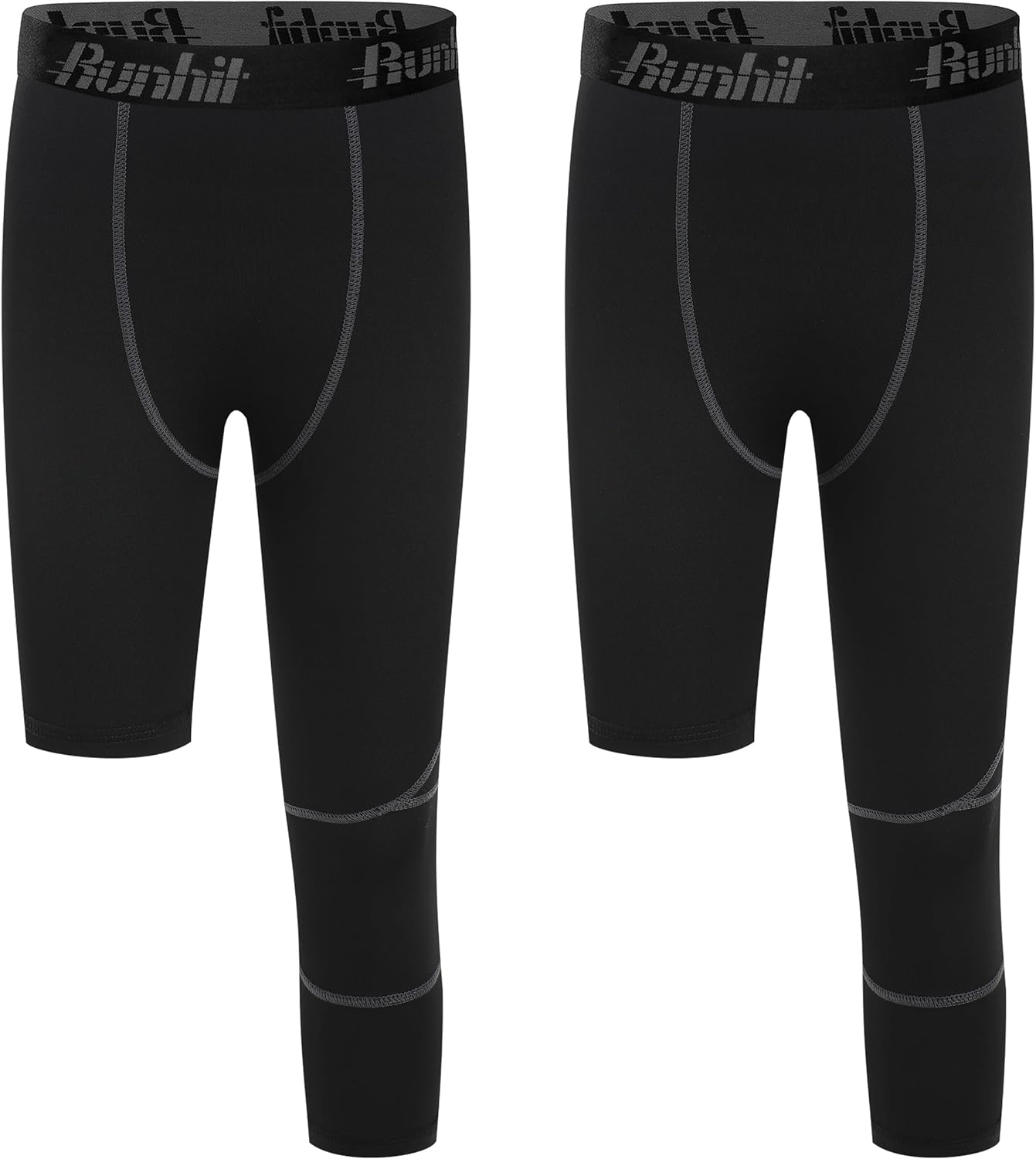 Runhit 3/4 One Leg Boys Compression Leggings,Athletic Tights Basketball Compression Pants,Youth Boys Base Layer Pants - Image 8