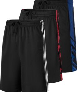 Real Essentials 3 Pack: Men’s Mesh Basketball & Athletic Performance Gym Shorts with Pockets (S-3X)