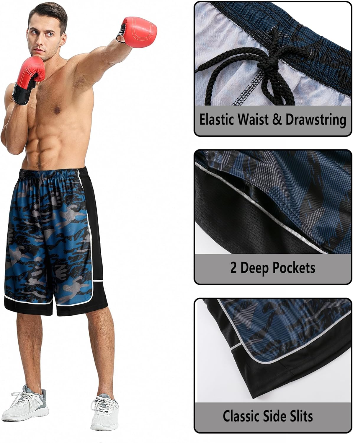 Men's 11'' Cool Basketball Shorts with Pockets Long Gym Athletic Shorts Running Quick-Dry Drawstring - Image 4