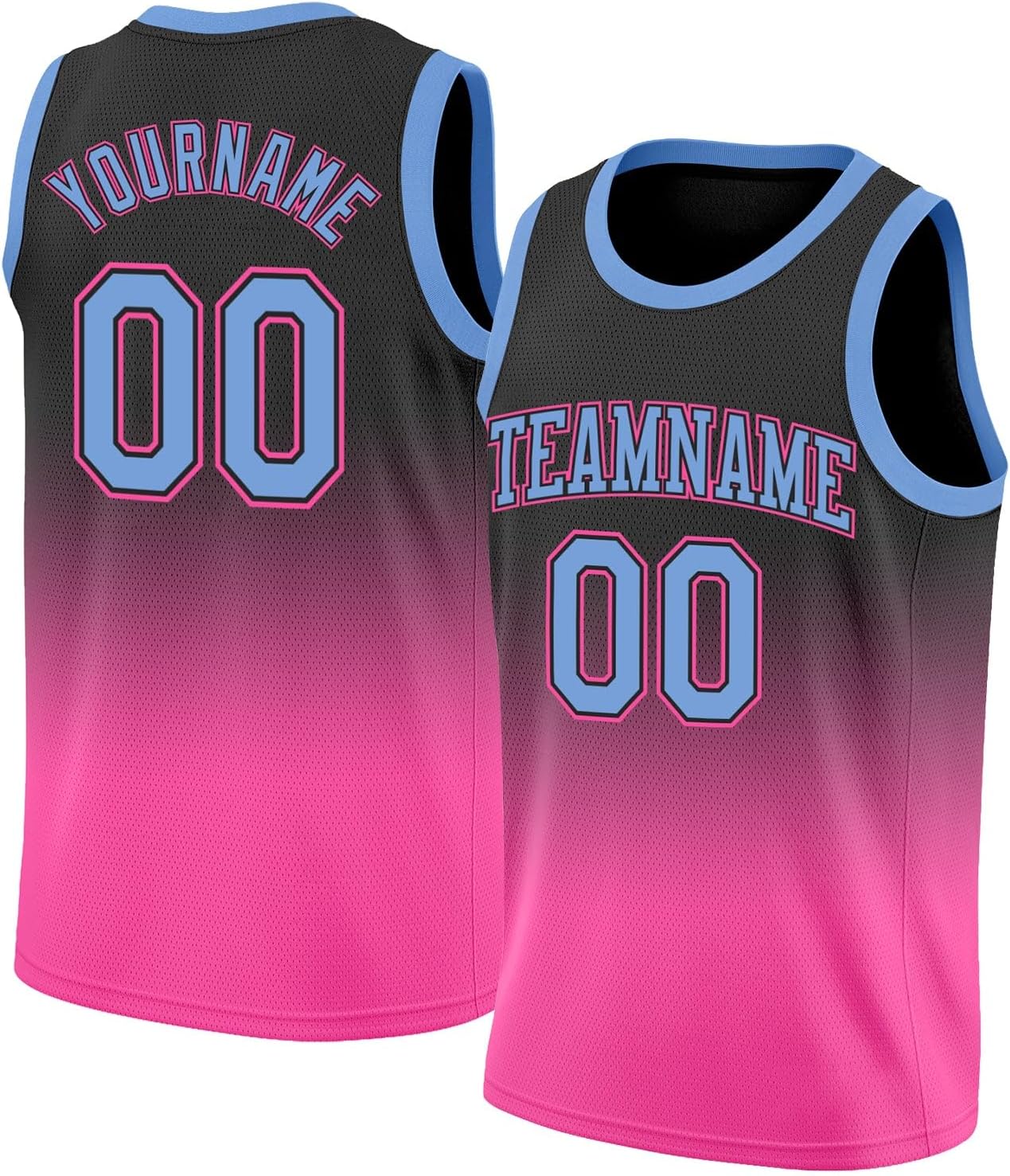 Custom Team Name Number Pink Pinstripe White-Light Blue Authentic Basketball Jersey, Personalized Uniform Basketball Shirt - Image 34