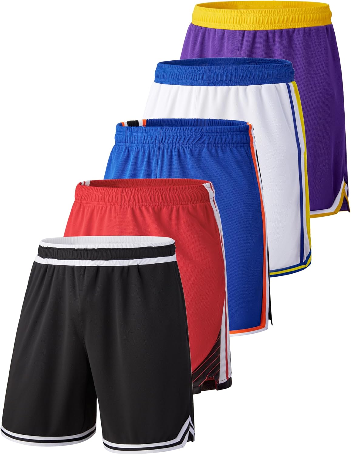 Liberty Imports 5 Pack Men's Quick Dry Athletic Basketball Shorts 9" Inseam with Pockets, Activewear for Workout Gym Running - Image 12