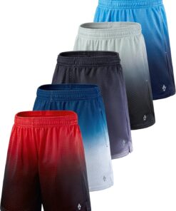 5 Pack Boys Athletic Shorts Mesh Basketball Youth Apparel Kids Sports Active Gear with Pockets