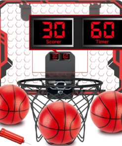 Basketball Hoop Indoor for Kids(4-12 Years Old), Over The Door Basketball Hoop with Scoring, Countdown and Music Accompaniment, Christmas Toys