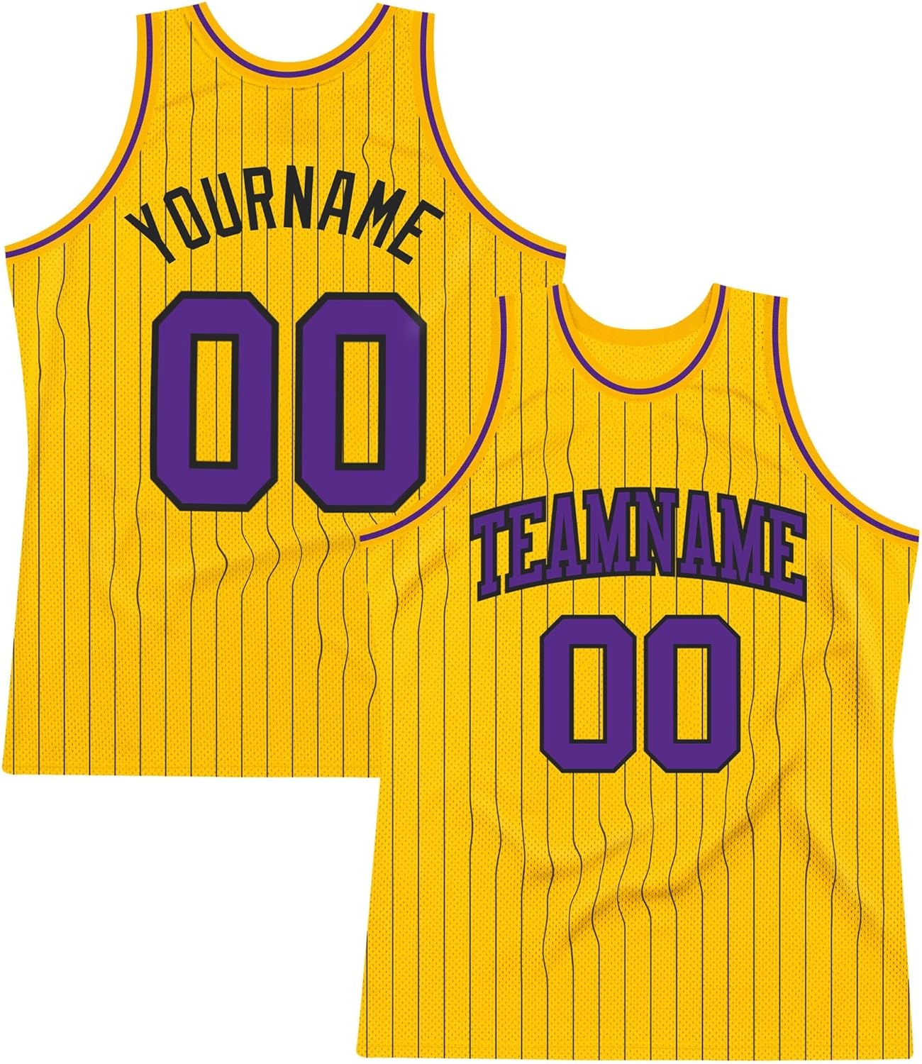 Custom Name Team Name Number Gray Black Pinstripe Black-Old Gold Authentic Basketball Jersey, Personalized Basketball Jersey - Image 30