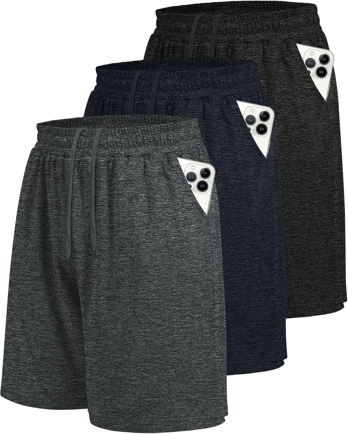 LalaHooK 3 Pack Athletic Gym Mens Shorts - Casual Black Quick Dry Basketball Shorts with Pockets for Workout Running - Image 10