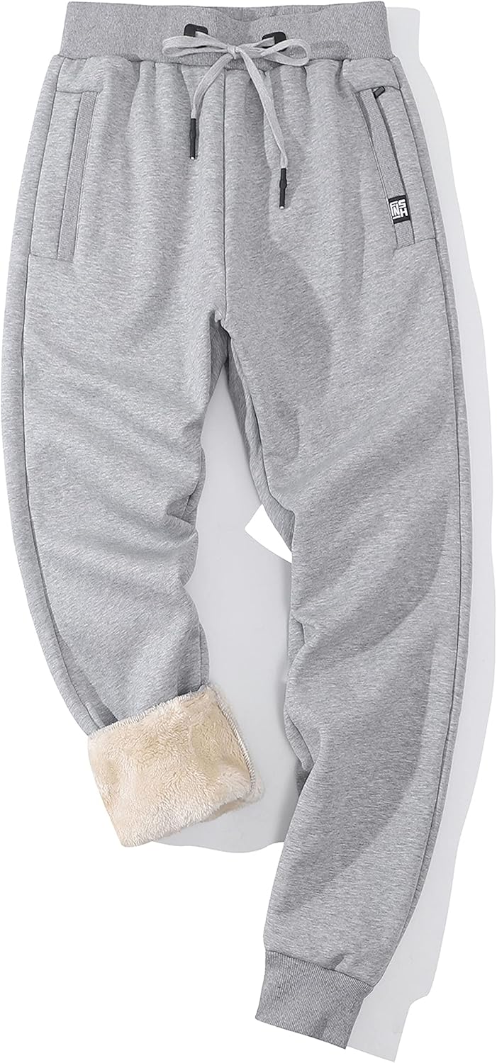 Gihuo Men's Sherpa Lined Athletic Sweatpants Winter Warm Track Pants - Image 13