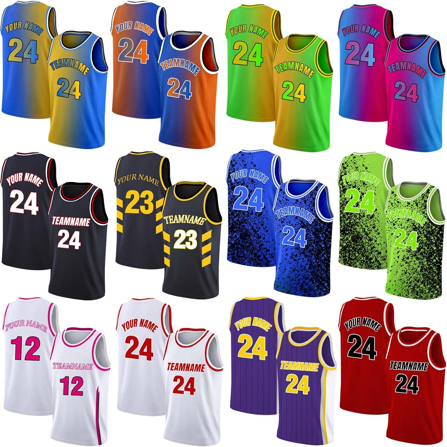 Custom Basketball Jersey Team Name Number Personalized Practice Shirt for Men Youth Kids Boys College University, S~4XL - Image 2