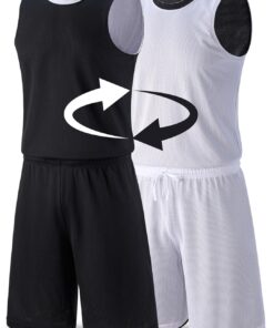 1 Set of Men's Reversible Basketball Jersey and Shorts, Double-Sided Custom Athletic Uniforms for Team Sports Practice